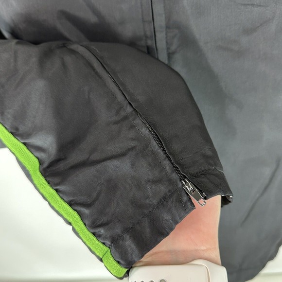 Vtg Polo Sport Coat Jacket Ralph Lauren Black Nylon Mens M Green Strip Logo Warm - Picture 6 of 11